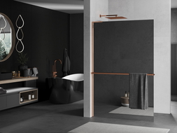 Mexen Kioto+ L paroi de douche avec étagère Walk-in 70 x 200 cm, miroir, or rose - 800-070-123-60-50