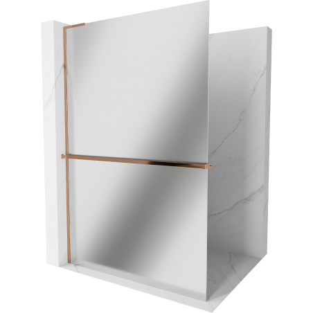 Mexen Kioto+ L paroi de douche avec étagère Walk-in 70 x 200 cm, miroir, or rose - 800-070-123-60-50