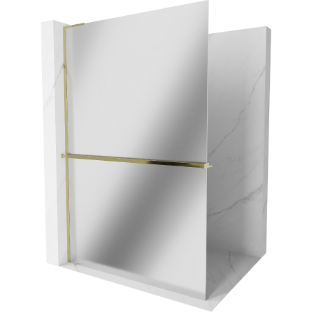 Mexen Kioto+ L paroi de douche avec étagère Walk-in 100 x 200 cm, miroir, doré - 800-100-123-50-50
