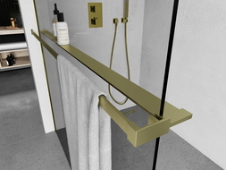 Étagère de douche avec barres pour serviettes, doré brossé - 800-02-55