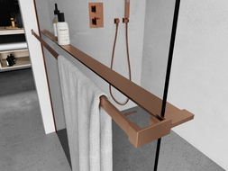 Étagère de douche avec barre à serviettes, en laiton brossé - 800-02-65