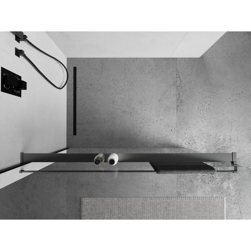 Mexen Kioto+ étagère pour paroi de douche avec barre porte-serviettes, gun gray brossé - 800-02-66