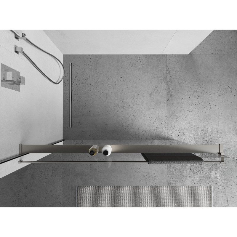 Mexen Kioto+ étagère pour paroi de douche avec barre porte-serviettes, nickel brossé - 800-02-97