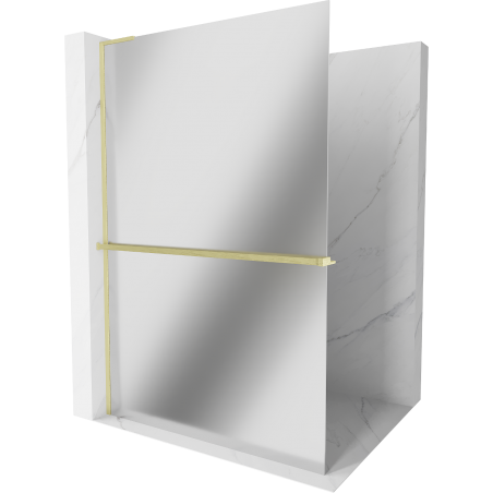 Mexen Kioto+ L paroi de douche avec étagère Walk-in 100 x 200 cm, miroir, or brossé - 800-100-123-55-50