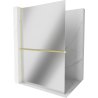 Mexen Kioto+ L paroi de douche avec étagère Walk-in 100 x 200 cm, miroir, or brossé - 800-100-123-55-50