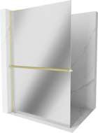 Mexen Kioto+ L paroi de douche avec étagère Walk-in 100 x 200 cm, miroir, or brossé - 800-100-123-55-50