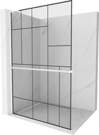 Mexen Kioto+ L paroi de douche avec étagère Walk-in 70 x 200 cm, motif noir, blanc - 800-070-123-20-78