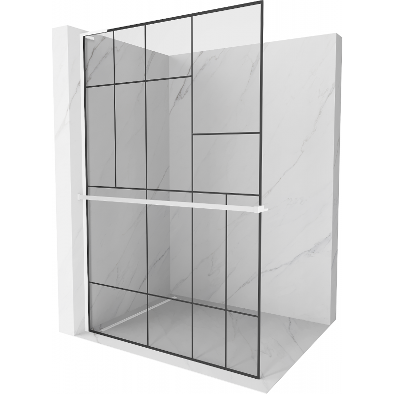 Mexen Kioto+ L paroi de douche avec étagère Walk-in 80 x 200 cm, motif noir, blanc - 800-080-123-20-78