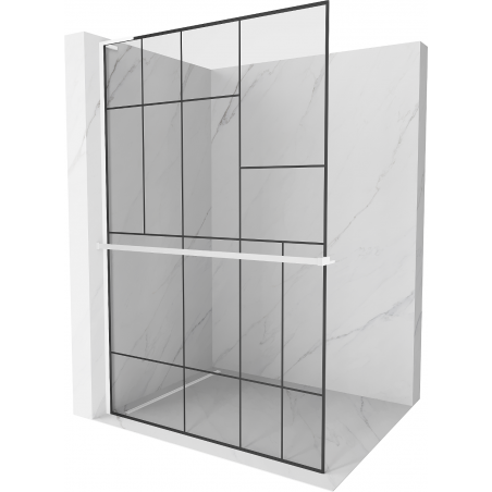 Mexen Kioto+ L paroi de douche avec étagère Walk-in 90 x 200 cm, motif noir, blanc - 800-090-123-20-78