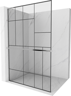 Mexen Kioto+ L paroi de douche avec étagère Walk-in 70 x 200 cm, motif noir, chrome - 800-070-123-01-78
