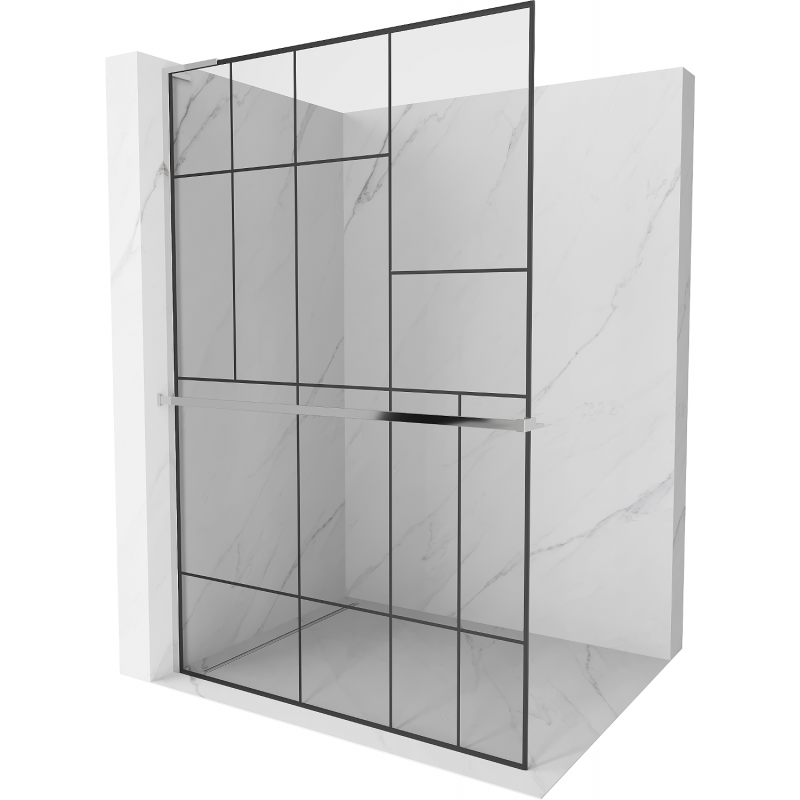 Mexen Kioto+ L paroi de douche avec étagère Walk-in 80 x 200 cm, motif noir, chrome - 800-080-123-01-78