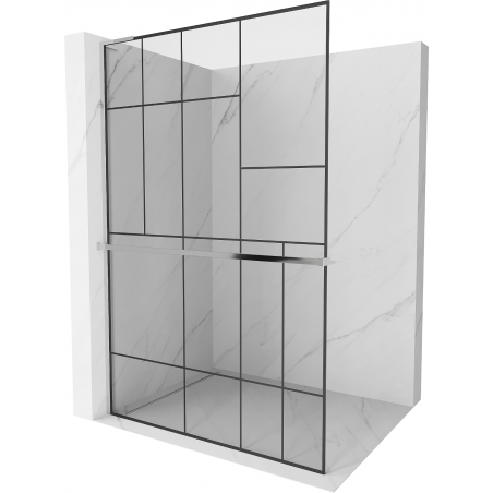 Mexen Kioto+ L cloison de douche avec étagère Walk-in 90 x 200 cm, motif noir, chrome - 800-090-123-01-78