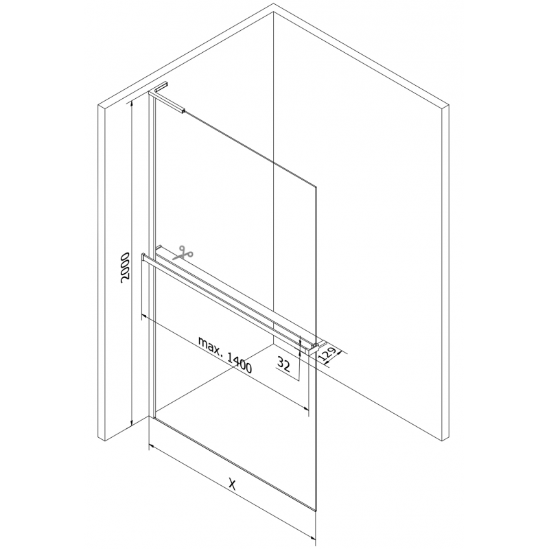 Mexen Kioto+ L paroi de douche avec étagère Walk-in 70 x 200 cm, motif noir, noir - 800-070-123-70-78