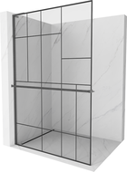 Mexen Kioto+ L paroi de douche avec étagère Walk-in 120 x 200 cm, motif noir, gris foncé brossé - 800-120-123-66-78