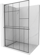 Mexen Kioto+ L paroi de douche avec étagère Walk-in 70 x 200 cm, motif noir, métal gun - 800-070-123-95-78