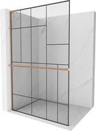 Mexen Kioto+ L pare douche avec étagère Walk-in 90 x 200 cm, motif noir, laiton brossé - 800-090-123-65-78