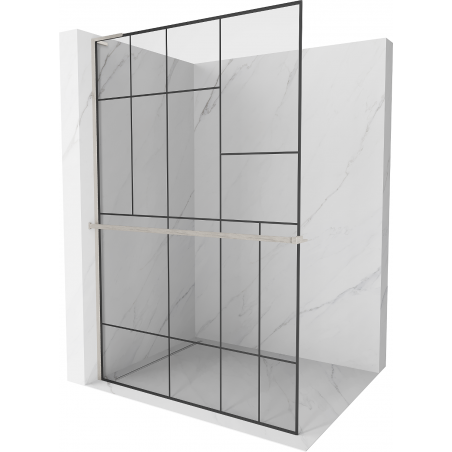 Mexen Kioto+ L paroi de douche avec étagère Walk-in 80 x 200 cm, motif noir, nickel brossé - 800-080-123-97-78