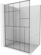 Mexen Kioto+ L mur de douche avec étagère Walk-in 100 x 200 cm, motif noir, nickel brossé - 800-100-123-97-78
