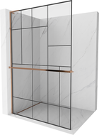 Mexen Kioto+ L paroi de douche avec étagère Walk-in 70 x 200 cm, motif noir, or rose - 800-070-123-60-78