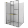 Mexen Kioto+ L paroi de douche avec étagère Walk-in 70 x 200 cm, motif noir, doré - 800-070-123-50-78