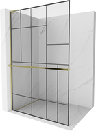 Mexen Kioto+ L paroi de douche avec étagère Walk-in 100 x 200 cm, motif noir, doré - 800-100-123-50-78