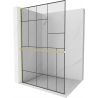 Mexen Kioto+ L paroi de douche avec étagère Walk-in 70 x 200 cm, motif noir, finition or brossé - 800-070-123-55-78