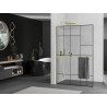 Mexen Kioto+ L paroi de douche avec étagère Walk-in 110 x 200 cm, motif noir, or brossé - 800-110-123-55-78