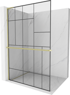 Mexen Kioto+ L paroi de douche avec étagère Walk-in 120 x 200 cm, motif noir, doré brossé - 800-120-123-55-78