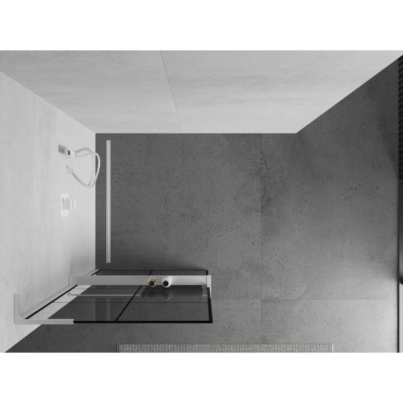 Mexen Kioto+ L paroi de douche avec étagère Walk-in 70 x 200 cm, grille noire, blanc - 800-070-123-20-77