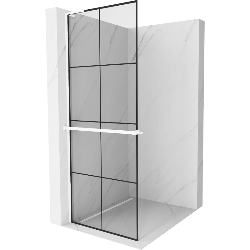 Mexen Kioto+ L paroi de douche avec étagère Walk-in 70 x 200 cm, grille noire, blanc - 800-070-123-20-77