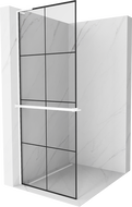 Mexen Kioto+ L paroi de douche avec étagère Walk-in 80 x 200 cm, grille noire, blanche - 800-080-123-20-77