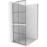 Mexen Kioto+ L paroi de douche avec étagère Walk-in 90 x 200 cm, grille noire, blanche - 800-090-123-20-77