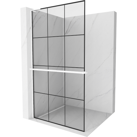 Mexen Kioto+ L paroi de douche avec étagère Walk-in 100 x 200 cm, grille noire, blanc - 800-100-123-20-77