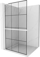 Mexen Kioto+ L paroi de douche avec étagère Walk-in 100 x 200 cm, motif noir, blanc - 800-100-123-20-77