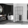 Mexen Kioto+ L paroi de douche avec étagère Walk-in 110 x 200 cm, grille noire, blanche - 800-110-123-20-77
