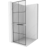 Mexen Kioto+ L paroi de douche avec étagère Walk-in 70 x 200 cm, motif noir, chrome - 800-070-123-01-77