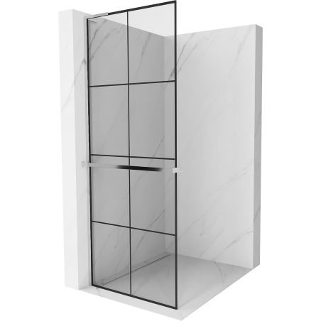 Mexen Kioto+ L paroi de douche avec étagère Walk-in 80 x 200 cm, grille noire, chrome - 800-080-123-01-77