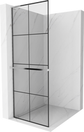 Mexen Kioto+ L paroi de douche avec étagère Walk-in 80 x 200 cm, grille noire, chrome - 800-080-123-01-77