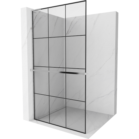 Mexen Kioto+ L paroi de douche avec étagère Walk-in 100 x 200 cm, motif noir, chrome - 800-100-123-01-77