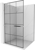 Mexen Kioto+ L paroi de douche avec étagère Walk-in 120 x 200 cm, motif noir, chrome - 800-120-123-01-77