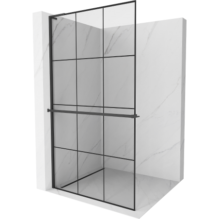 Mexen Kioto+ L paroi de douche avec étagère Walk-in 120 x 200 cm, grille noire, noire - 800-120-123-70-77