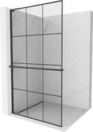 Mexen Kioto+ L paroi de douche avec étagère Walk-in 120 x 200 cm, grille noire, noire - 800-120-123-70-77
