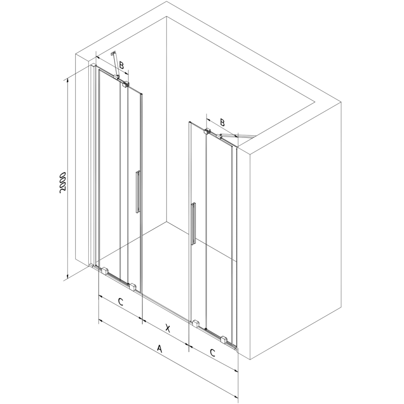 Mexen Velar Duo porte de douche coulissante 170 cm, graphite, or - 871-170-000-42-50