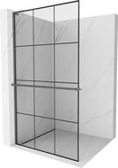 Mexen Kioto+ L paroi de douche avec étagère Walk-in 100 x 200 cm, grille noire, metal gun - 800-100-123-95-77