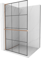 Mexen Kioto+ L paroi de douche avec étagère Walk-in 100 x 200 cm, grille noire, cuivre brossé - 800-100-123-65-77