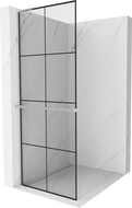 Mexen Kioto+ L paroi de douche avec étagère Walk-in 90 x 200 cm, grille noire, nickel brossé - 800-090-123-97-77