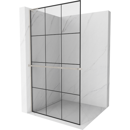 Mexen Kioto+ L paroi de douche avec étagère Walk-in 100 x 200 cm, motif noir, nickel brossé - 800-100-123-97-77