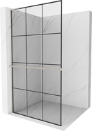 Mexen Kioto+ L paroi de douche avec étagère Walk-in 100 x 200 cm, grille noire, nickel brossé - 800-100-123-97-77