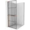Mexen Kioto+ L paroi de douche avec étagère Walk-in 70 x 200 cm, grille noire, or rose - 800-070-123-60-77