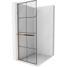 Mexen Kioto+ L paroi de douche avec étagère Walk-in 80 x 200 cm, grille noire, or rose - 800-080-123-60-77
